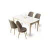 HANAH HOME Rasklopivi trpezarijski sto i stolice (5 delova) Nira White Gold Cappuccino