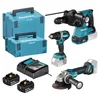 Makita Kombo-Kit LXT DLX3195JX1 – bušilica, brusilica, čekić-bušilica, 2×5 Ah baterija i MakPac