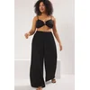 Trendyol Curve Black Wide Leg High Waist Beach Wear Plus Size Trousers