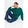 Trendyol Emerald Relaxed Fit Basic Raglan Sleeve Crew Neck Knitted Sweatshirt