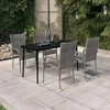 5-dijelni vrtni blagovaonski set sivo-crni