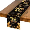 Nikcorp Namizni tekač za 75. rojstni dan črno-zlat 40x140 cm | Dekoracija za mizo, pralni poliester, zaščita mize za zabavo