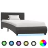 Okvir za krevet od umjetne kože s LED svjetlom sivi 90 x 200 cm