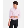 OMBRE Moška bombažna majica REGULAR FIT z drobnimi črtami roza MDN126866 L