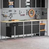 Set radnih ormarića s ladicama s pohranom 5 pcs Crna i Siva