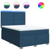 Vidaxl Box spring postelja z vzmetnico modra 140x190 cm blago