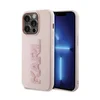 Maska Karl Lagerfeld 3D Rubber Glitter Logo za iPhone 15 Pro, Roze