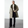 Trendyol Khaki Fur Collar Oversize Long Coat