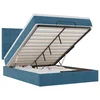 Vidaxl Otomanska postelja z vzmetnicami & LEDs temno modra 140x190cm