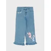 Sinsay - Postavljene wide leg farmerke sa ispranim efektom Stitch - plava