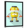 Plakat rumeni robot na modrem ozadju - 30x45 silver