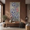 WallXpert uramljena MDF slika ARTSNTMDL18, kubistička kompozicija sa plavim, crvenim i zelenim oblicima, 33 x 70 cm