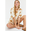 Trendyol Ecru 100% Cotton Teddy Bear Patterned Knitted Pajama Set