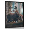 Plakat jelen v borovem gozdu - 40x60 silver