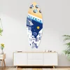WallXpert dekorativna daska za surf od pleksiglasa Mvsf43L, ilustracija Mikonosa sa belim kućama i suncobranima na plaži, 50 x 100 cm