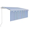 Vidaxl Avtomatsko zložljiva tenda s senčilom 3,5x2,5 m modra in bela