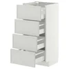 METOD / MAXIMERA Podni element 4 fronta/4 fioke, bela/Aspudden svetlosiva, 40x37 cm