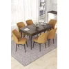 Hanah Home Set Trpezarijski sto i 6 stolica Nef, Oker-braon