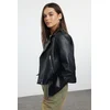 Trendyol Black Regular Faux Leather Birker Jacket Coat