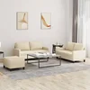 3-dijelni set sofa s jastucima krem od tkanine
