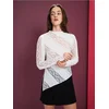 Sinsay - Asimetrična čipkasta bluza sa dugim rukavima - krem