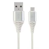 GEMBIRD Micro-USB kabl/ pleteni/ CC-USB2B-AMmBM-2M-BW2/ 2m/ srebrna/bela