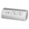Pohištvena vtičnica 2x2P+Z, 2xUSB (tip A+C; 2,4A), bela in srebrna