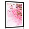 Plakat s paspartujem romantični rožnati šopek vrtnic - 20x30 silver