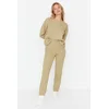 Trendyol Green Cotton Textured Knitted Pajamas Set