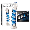 Icicles No. 5 - spiralni stekleni dildo (prosojno-moder)