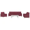 3-dijelni set sofa s ukrasnim jastucima boja vina od tkanine