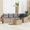 Sjedeća garnitura za vrt 6 kom. Bež i svijetlo siva poliratan 233,5 x 123,5 x 85 cm