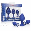 CalExotics Komplet 3 silikonskih analnih čepov Cheeky Gems v mornarsko modri barvi