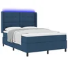 LED Box Spring Krevet s uzglavljem Plava 140 x 200 cm tkanina