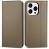 SHIELDON usnjena preklopna torbica za iPhone 16 Pro – RFID zaščita, Pebbled Khaki