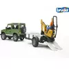 Džip land rover sa prikolicom i JCB mini i figurom Bruder 025939