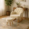 ATELIER DEL SOFA Fotelja i tabure Dugmeli Cream