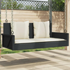 Klupa za ljuljanje s jastucima crna 119x56x48 cm poli ratan