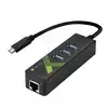 Techly IDATA USB-ETGIGA-3C2 USB-C na RJ45 Gigabit omrežna kartica/adapter, 3x USB 3.0 hub