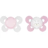 CHICCO duda Physio Comfort silikonska punčka - zajček/pike 2 kos, 0-6 m