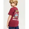 Sinsay - Pamučna majica sa printom na leđima Hot Wheels - burgundy