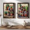 WallXpert set uramljenih MDF slika NAL192-46, kaktusi u šarenim saksijama na kamenim stepenicama, 2 x 35,5 x 47 cm