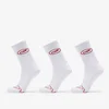 Nogavice Footshop Basic Crew Socks 3-Pack White (Red Logo) 39-42
