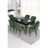 Hanah Home Set Trpezarijski sto i 6 stolica Eva, Zeleno-crni