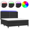 Krevet box spring s madracem LED crni 180x200cm od umjetne kože