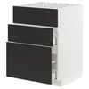 METOD / MAXIMERA Pod.element sudop. i 3front/2fioke, bela/Nickebo boja antracita, mat, 60x60 cm