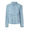 PIECES Bluza PCFlora modra/travnato zelena/bela