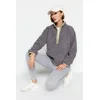 Trendyol Gray Plush Knitted Sports Sweatshirt