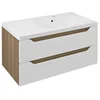 SAPHO WAVE Kopalniška Ombara 90cm, Bela/Dub Cuneo, Pravokotna, MDF/Laminat