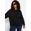 Trendyol Curve Black Thick Staple Detailed Knitted Sweatshirt